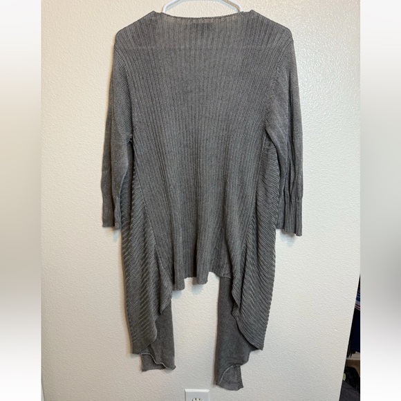 Eileen Fisher Women's Gray Linen/Silk Open Front Cardigan Sweater Size L - Picture 2 of 4